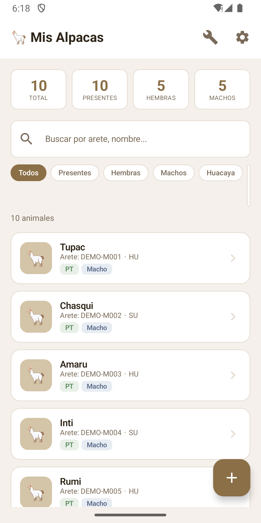 Pantalla principal de Alpaca Pro
